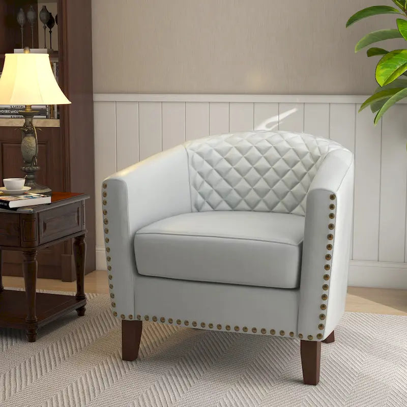 Ethan Barrel Accent Chair in PU Leather with Nailhead Detailing - image 24