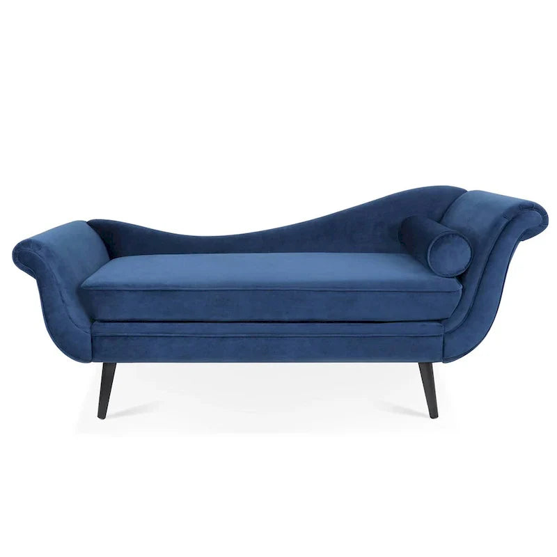 Upholstered Indoor Chaise Lounge Chair with Scroll Arms, Reclining Feature, Rolled Accent Pillow, and Sturdy Solid Wood Legs - image 17