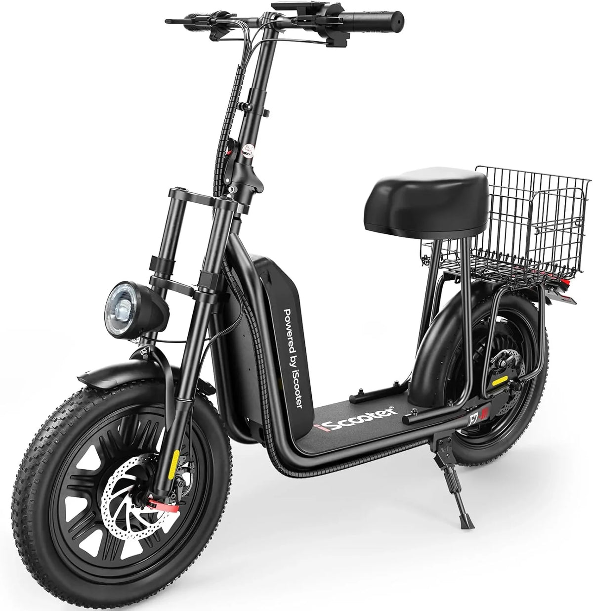 iScooter electric scooter with seat, 37/21 mile range, 28/19/15.6 mph top speed, dual suspension scooter with basket - image 2