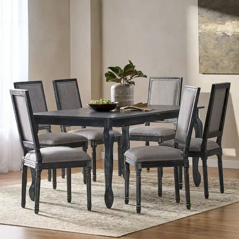 7-Piece French Country Dining Set with Butterfly Leaf Extension - image 2