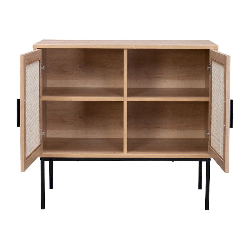 2-Door Rattan Storage Cabinet with Sideboard Design - image 7