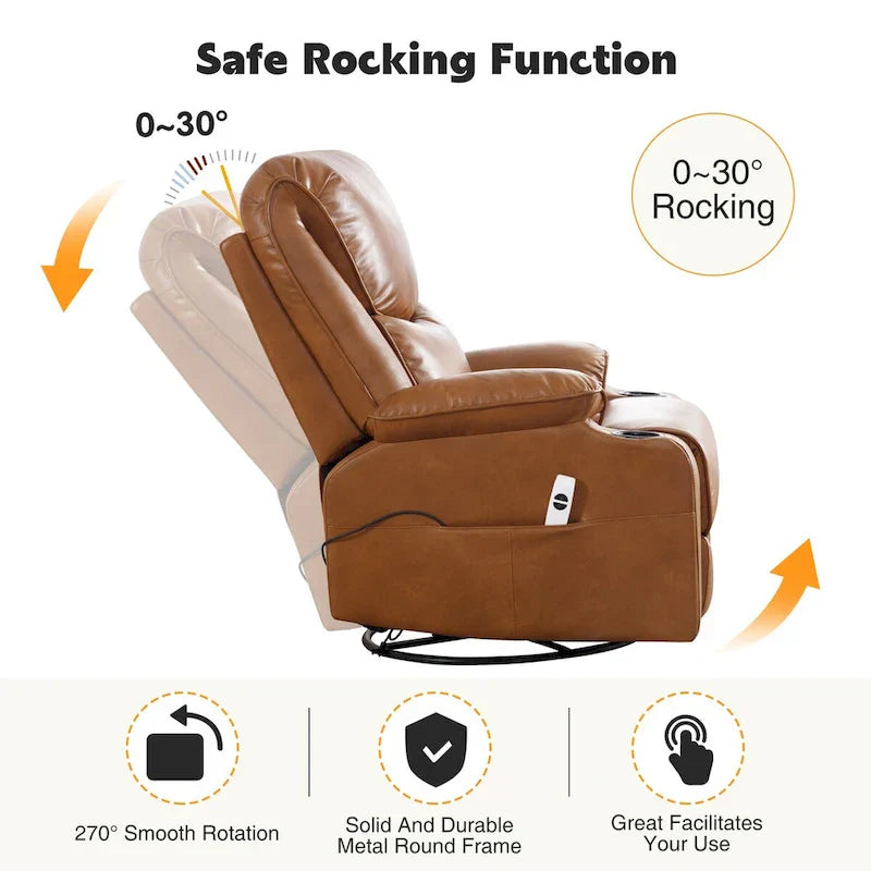 HOMYKA 34.2-Inch Wide Faux Leather Swivel Rocking Power Recliner Chair with USB Charging Port - image 18