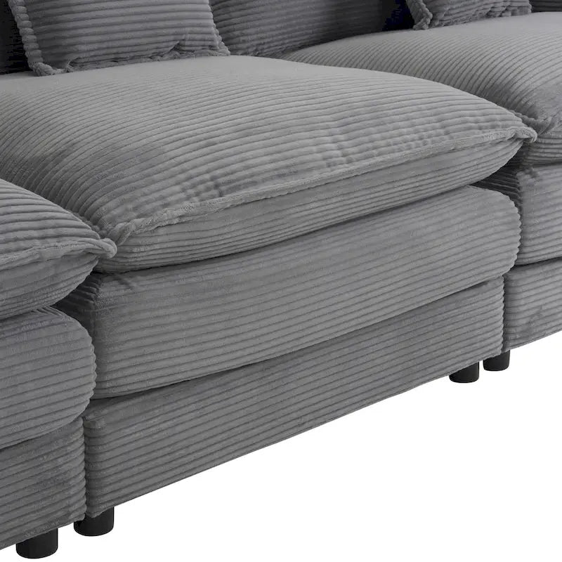 112.6-Inch Corduroy Upholstered L-Shaped Modular Sectional Sofa with Convenient Side Storage Pockets - image 16