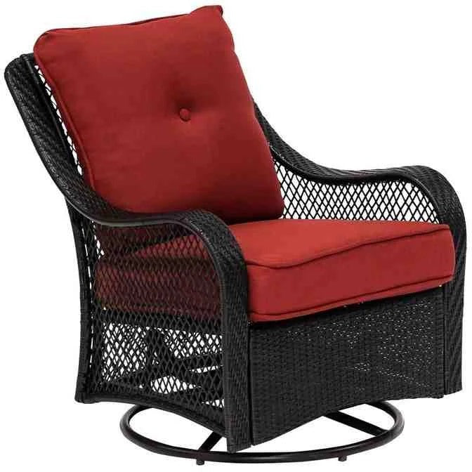 2025 5-piece steel patio fire pit seating set with navy blue cushions, swivel gliders and square fire pit table - image 11