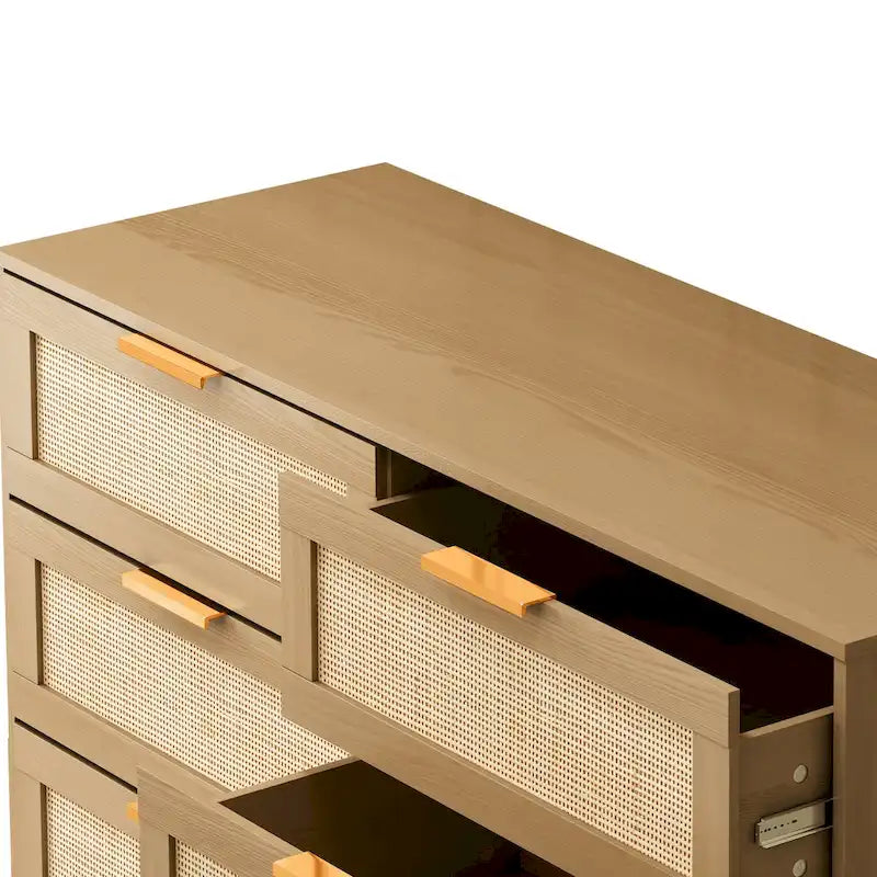 6-Drawer Rattan Wood Dresser - image 3