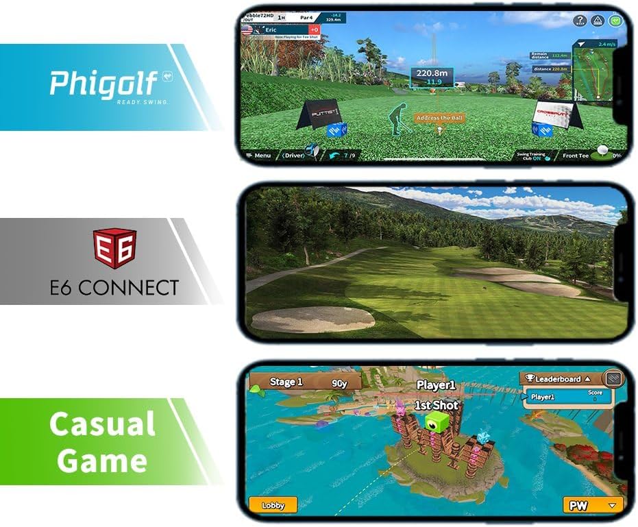 Home Golf Game Simulator: Enjoy Interactive Golf with Motion Sensor & Swing Stick for Indoor & Outdoor Fun 38,000+ Courses Worldwide, Compatible with Android, iOS, App & E6 Connect - image 7