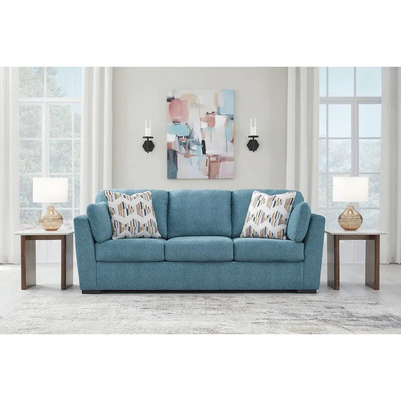 Signature Design by Ashley Keerwick Teal Queen Sofa Bed - Dimensions: 94" W x 41" D x 39" H - image 6