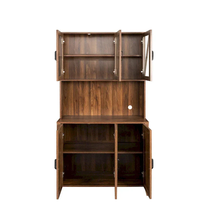 Spacious Kitchen Pantry Storage Cabinet Featuring Glass Doors - image 27