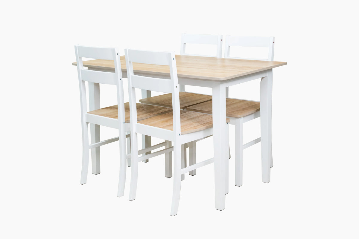Mainstays 5-Piece Dining Set, 1 Table and 4 Chairs, White, MDF and Rubberwood, Indoor, 46" L x 29" W x 30" H Table - image 2