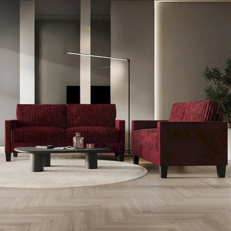 CraftPorch Velvet Upholstered Mid-Century Modern Corduroy 2-Piece Living Room Set - image 20