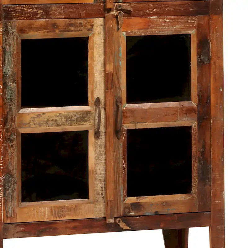 84-Inch Tall Distressed Mango Wood and Glass Storage Cabinet with Reclaimed Finish - image 5