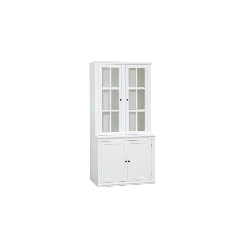 75.25-Inch Tall Traditional Display Cabinet with Tempered Glass Double Doors – Perfect for Living Room, Kitchen, and Home - image 2