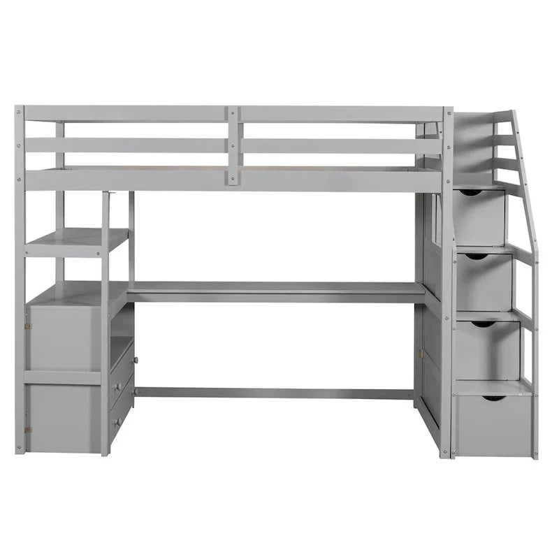 Merax Loft Bed with Integrated Desk and Storage Shelves - image 11