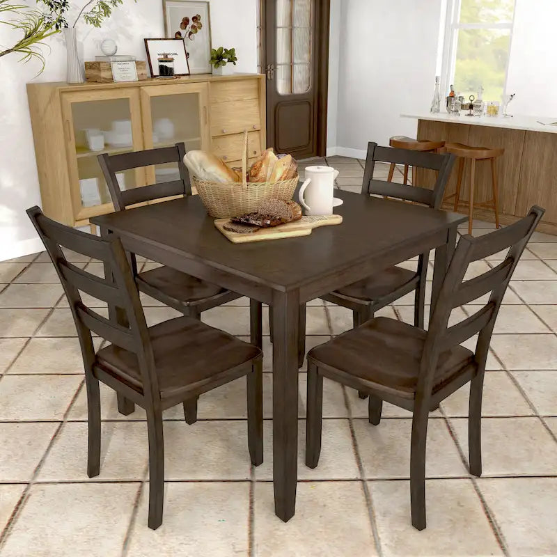 Denhour DH Basic Traditional Solid Wood 5-Piece Dining Set - image 11