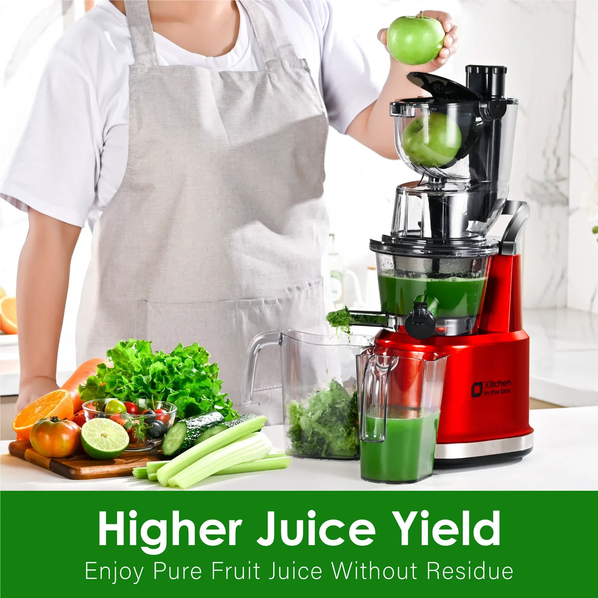 Kitchen in the Box Cold Press Juicer Machines With 3.26" Wide Feed Chute, Slow Masticating Juicer Machine for Whole Fruits and Vegetables, BPA-Free - image 10