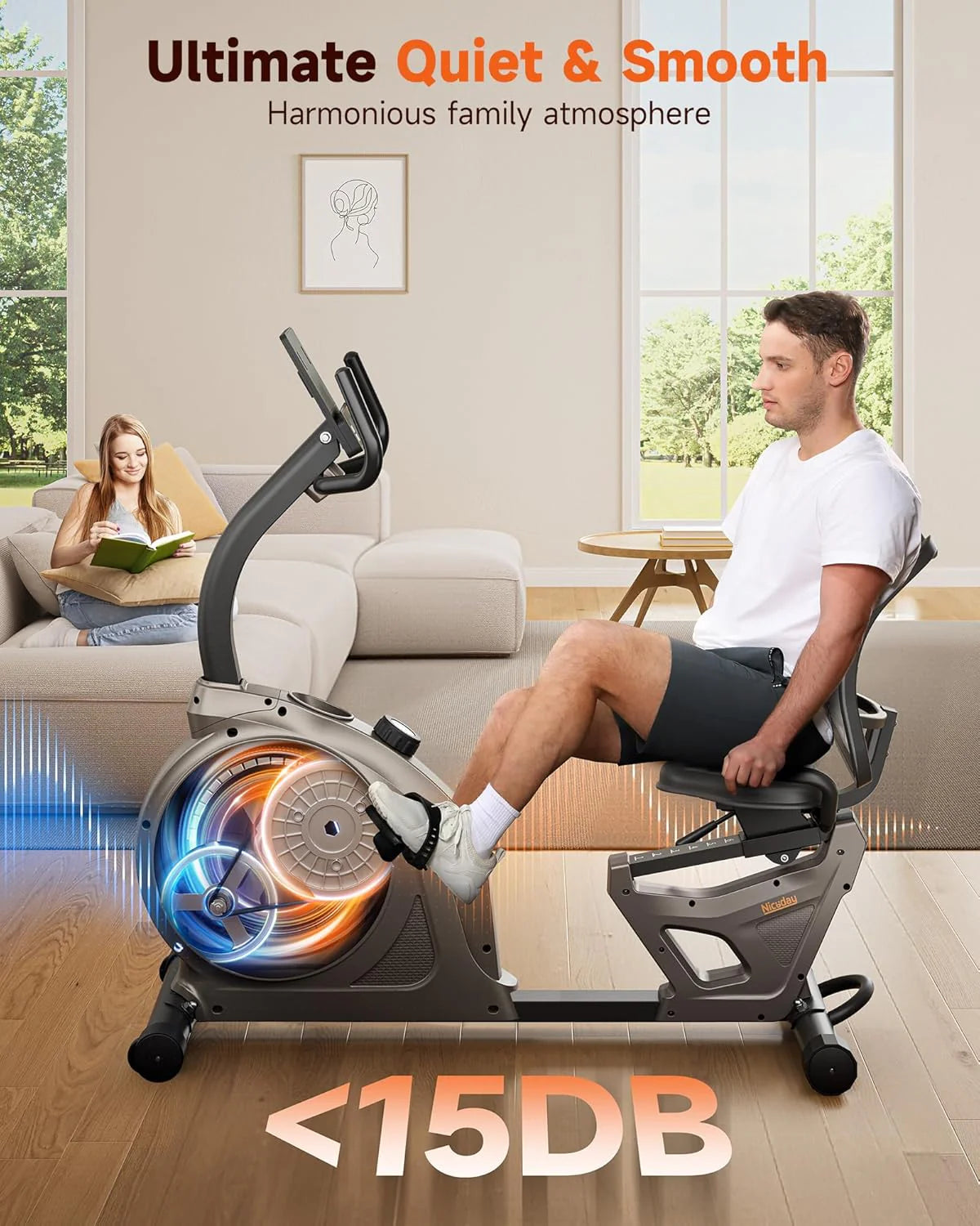 Niceday Recumbent Exercise Bike 400lbs App LCD Heart Monitor - image 4