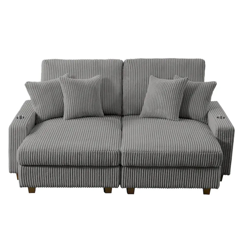 74-Inch Upholstered Chaise Lounge Loveseat with Adjustable Backrest - image 3