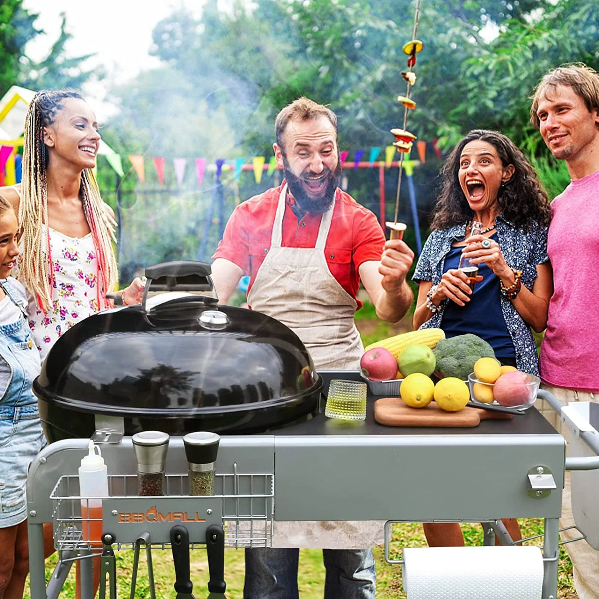 Grill Stand Cart for Weber Kettle 22" & 18" Charcoal Grills - Multifunctional Cooking Station - image 6