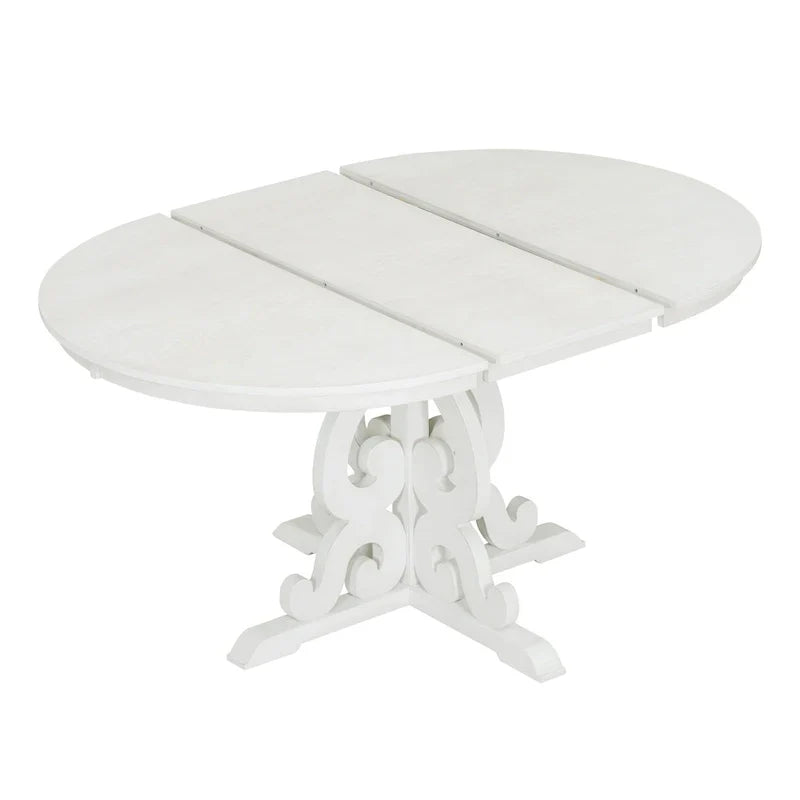 Vintage White 5-Piece Wooden Dining Set with Extendable Table and 4 Chairs - image 12