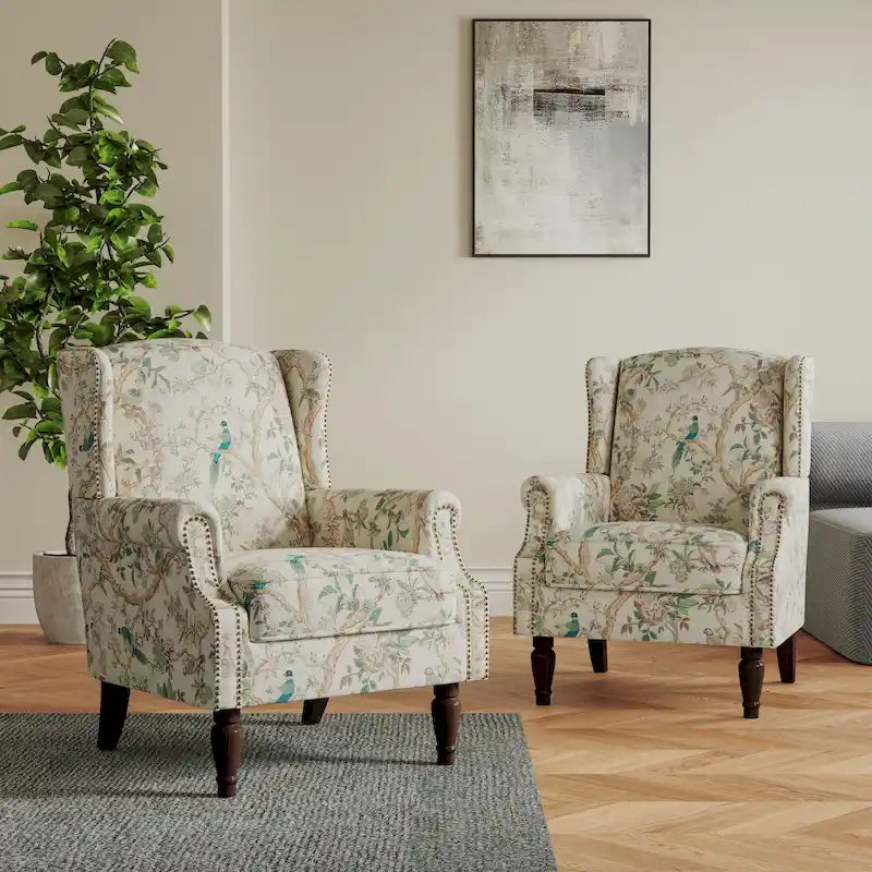Pair of Stylish Upholstered Accent Chairs with Patterns for Living Room - image 14