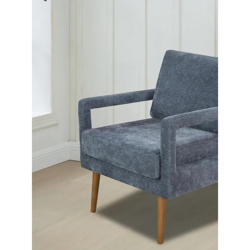 Soft Cushion Blue Chenille Upholstered Armchair - 25.98" Height - image 14