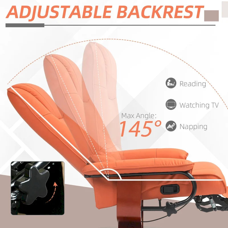 HomCom Faux Leather Adjustable Manual Swivel Base Recliner Chair with Comfortable and Relaxing Footrest - image 36