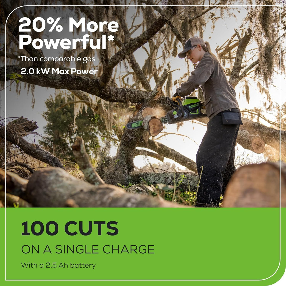 Greenworks 40V 16" Brushless Cordless Chainsaw, 4.0Ah Battery and Charger Included - image 6