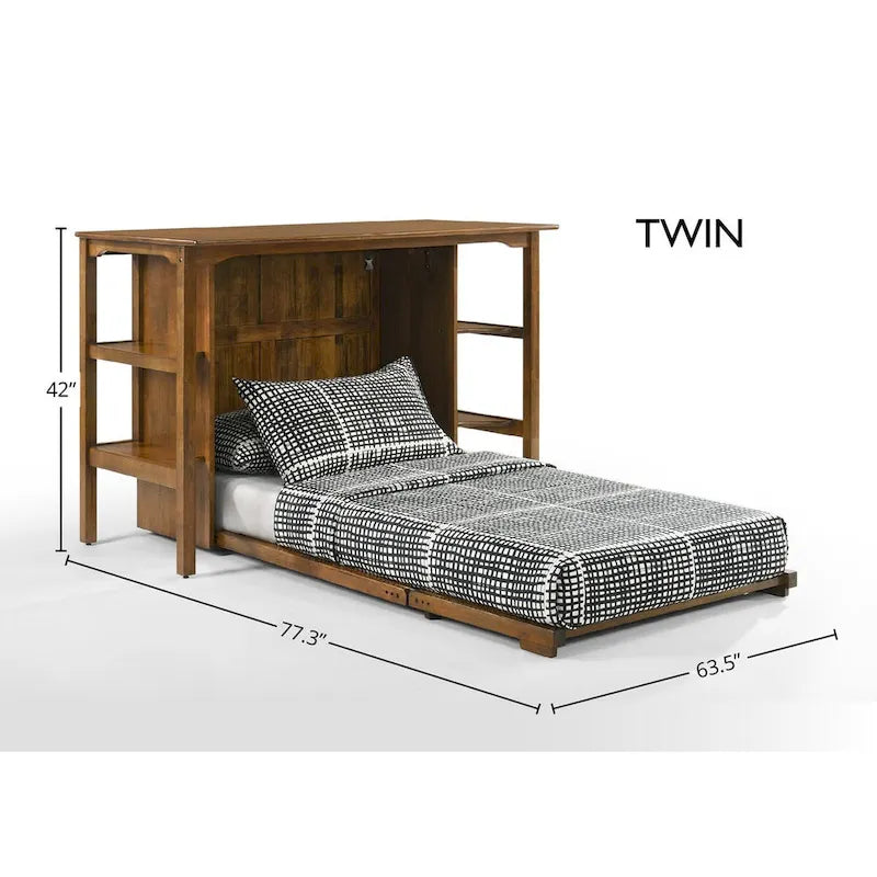 Murphy Desk Bed with Built In Shelves USB Charging and Foldable Design - image 1