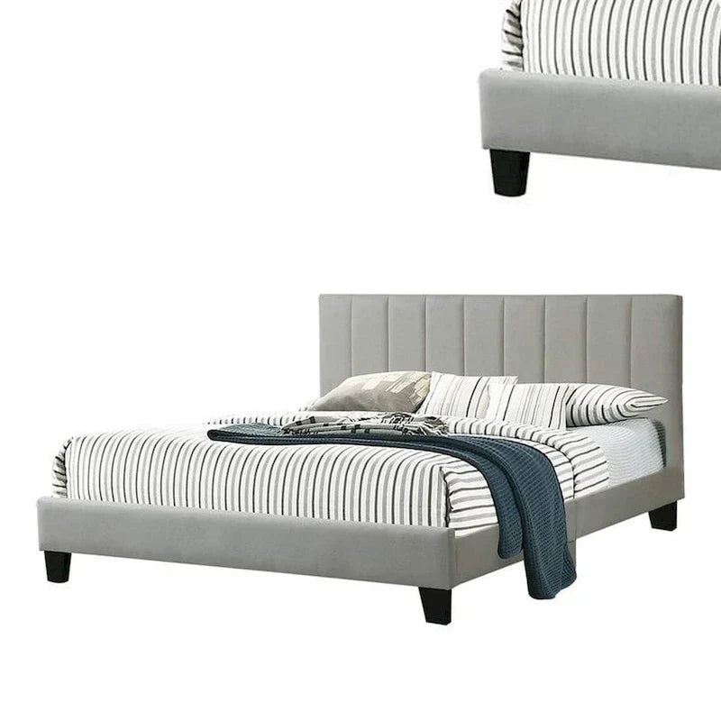Eve California King Bed with Deep Channel Tufting in Light Gray Upholstery - image 4