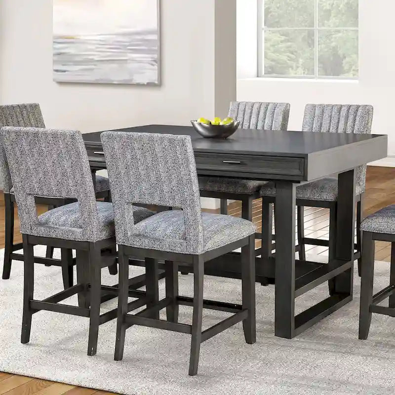 Isolde Black 60-Inch Solid Wood Counter Height Dining Table with Drawers by Furniture of America - image 2
