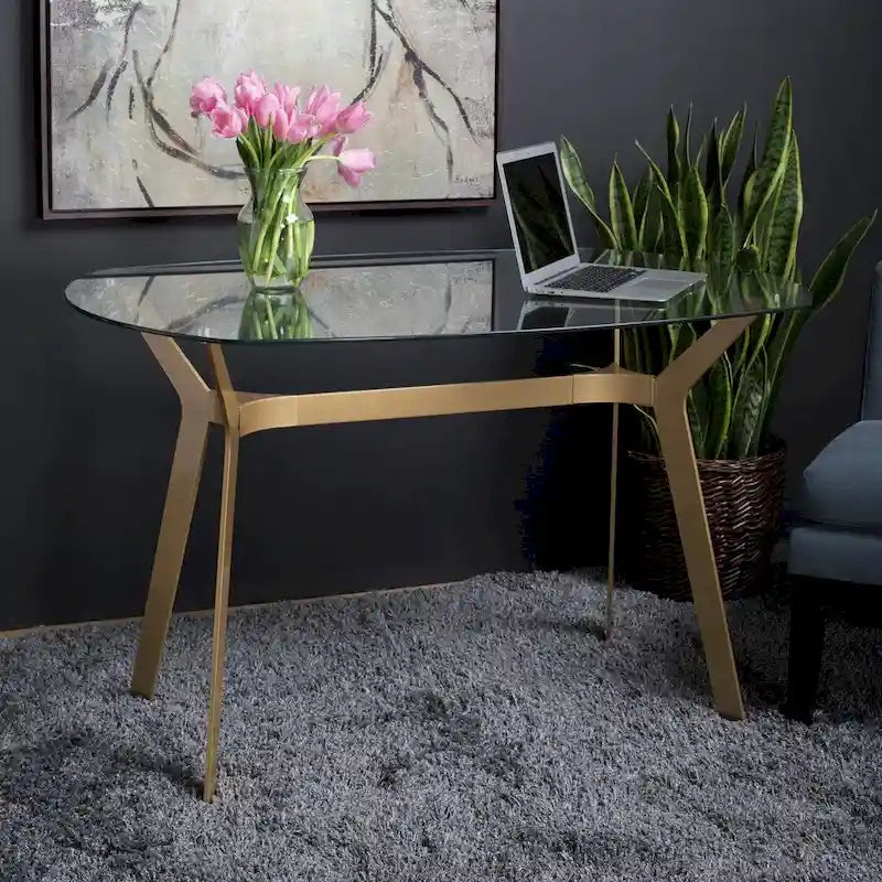 Silver Orchid Myers 48-Inch Modern Metal and Glass Desk - image 1