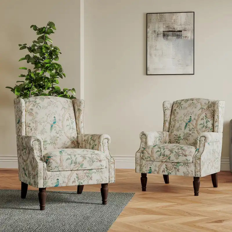 Pair of Stylish Upholstered Accent Chairs with Patterns for Living Room - image 43