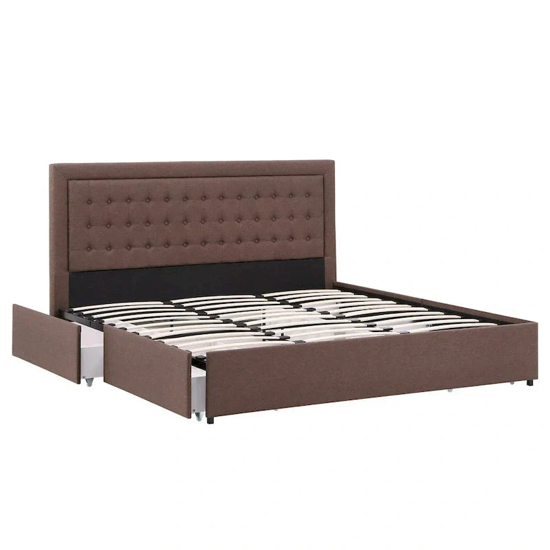 iNSPIRE Q Classic Arlert Tufted Linen Headboard Storage Platform Bed - image 15