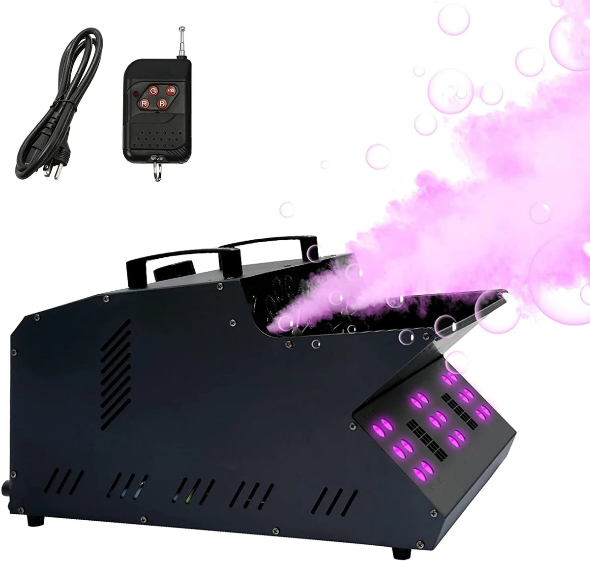 TC-Home 3 IN 1 Stage Fog Bubble Machine with 18 RGB LED light DMX Stage Lighting Fogger Effect w/ 2 Bubble Fans - image 1