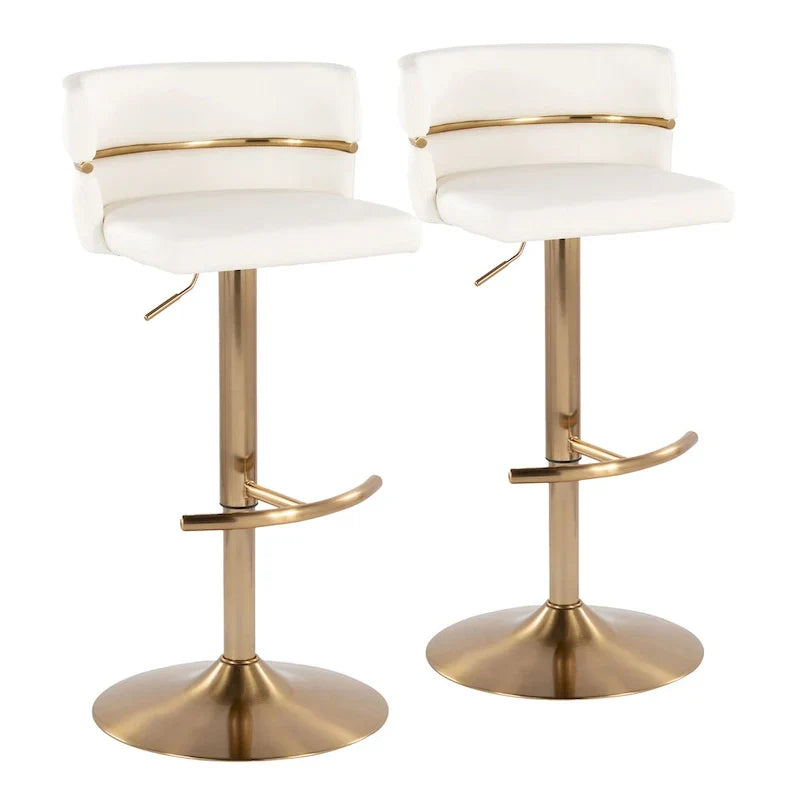 Set of 2 Silver Orchid Lena Adjustable Bar Stools with Rounded T Footrest - image 9