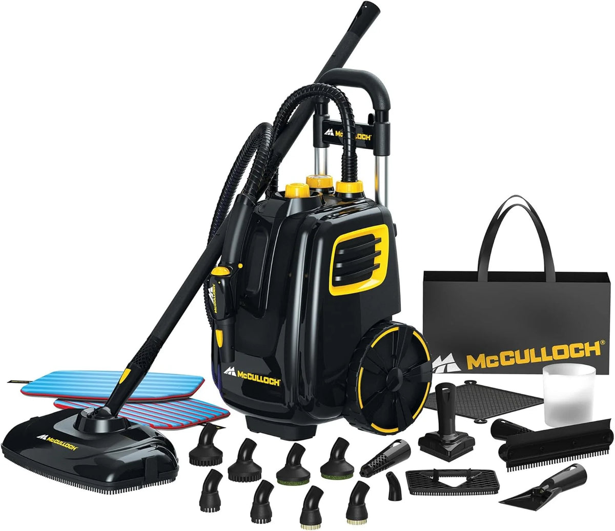 McCulloch MC1385 Deluxe Canister Steam Cleaner – 120-Min Steam, 1892.71 ml Tank, Upright Design – Designed for Australian Conditions – Compatible with Indoor & Outdoor Surfaces - image 1