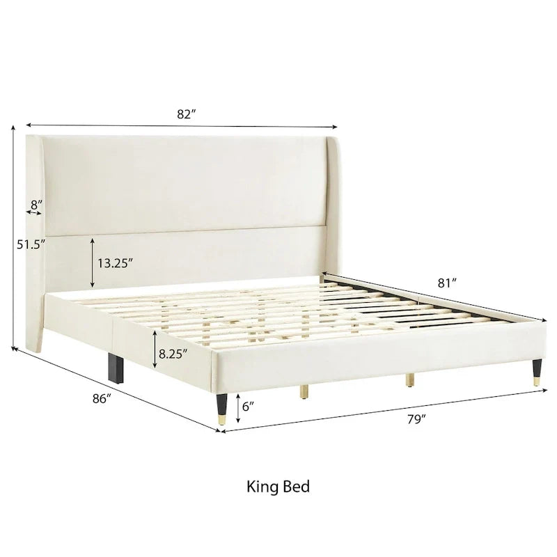 Roundhill Furniture Rozitta Upholstered Wingback Bed with Platform Design - image 12