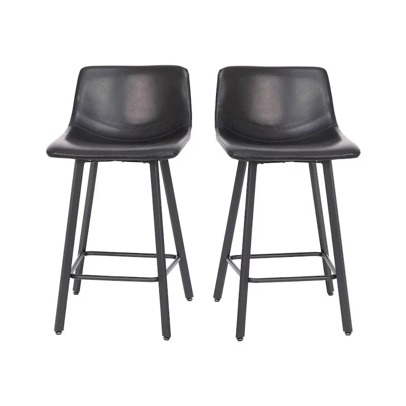 Pair of Armless Upholstered Metal Counter Stools - image 9