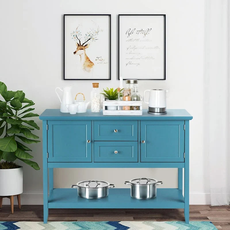 Modern Wooden Sideboard Buffet Cabinet with Drawers & Open Shelf - image 20