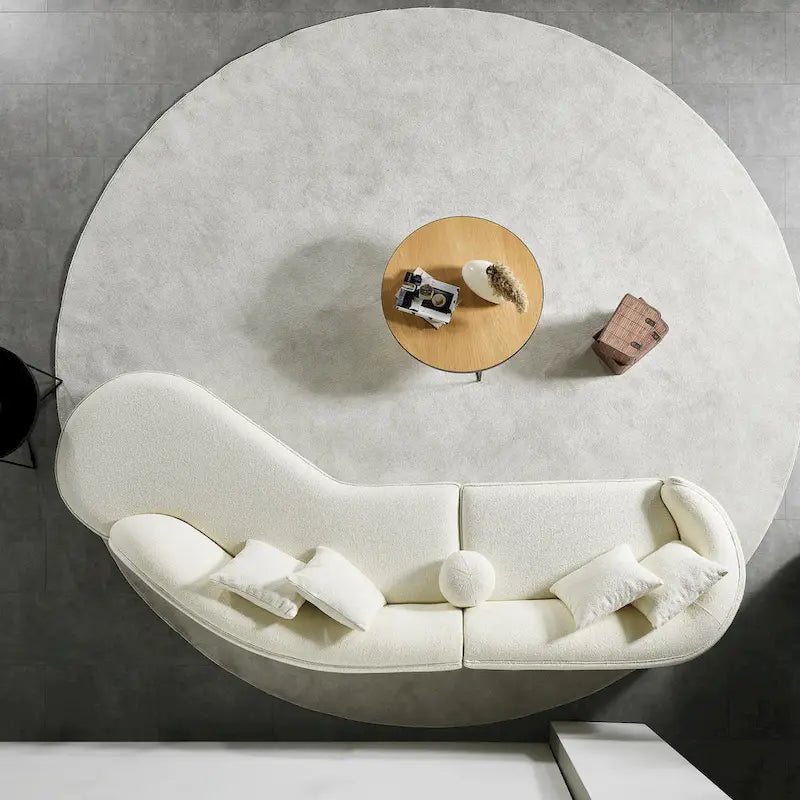 Luxury Modern Curved Sofa in White with Gallar Japandi Style Boucle Fabric - image 7