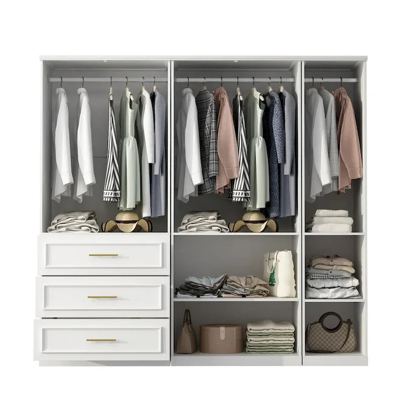 74.8-Inch Tall Large Modular Wardrobe Closet with Glass Doors - image 9