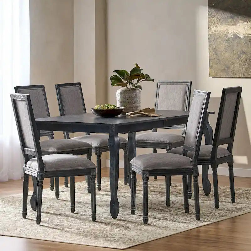 7-Piece French Country Dining Set with Butterfly Leaf Extension - image 3