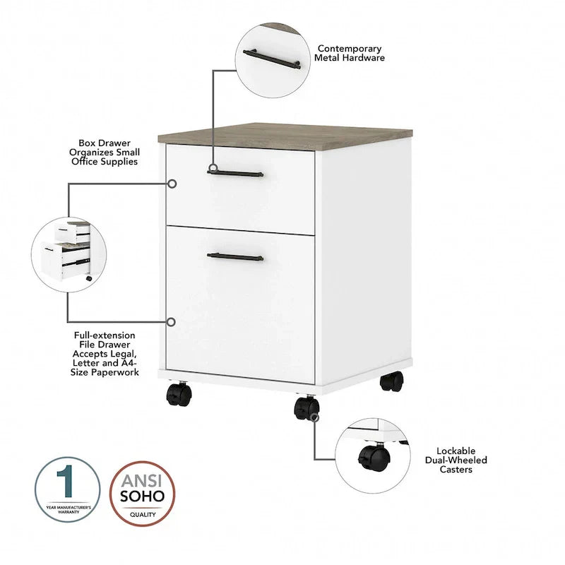 Bush Furniture Key West 60-Inch L-Shaped Desk with Rolling File Cabinet - image 51