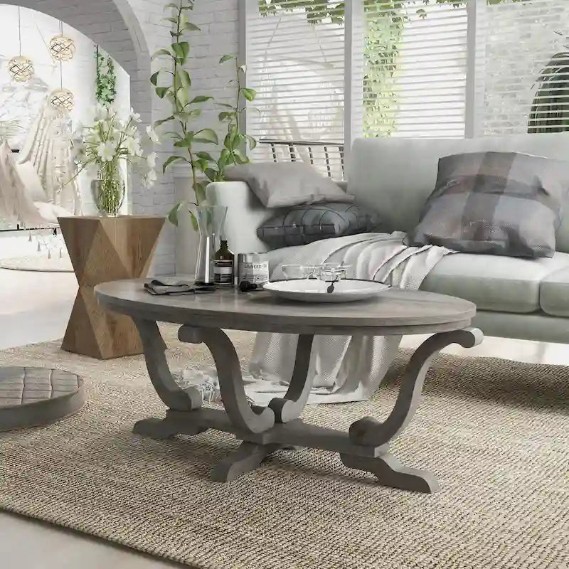 Denhour 48-Inch Vintage Grey Farmhouse Coffee Table - DH BASIC Collection - image 1