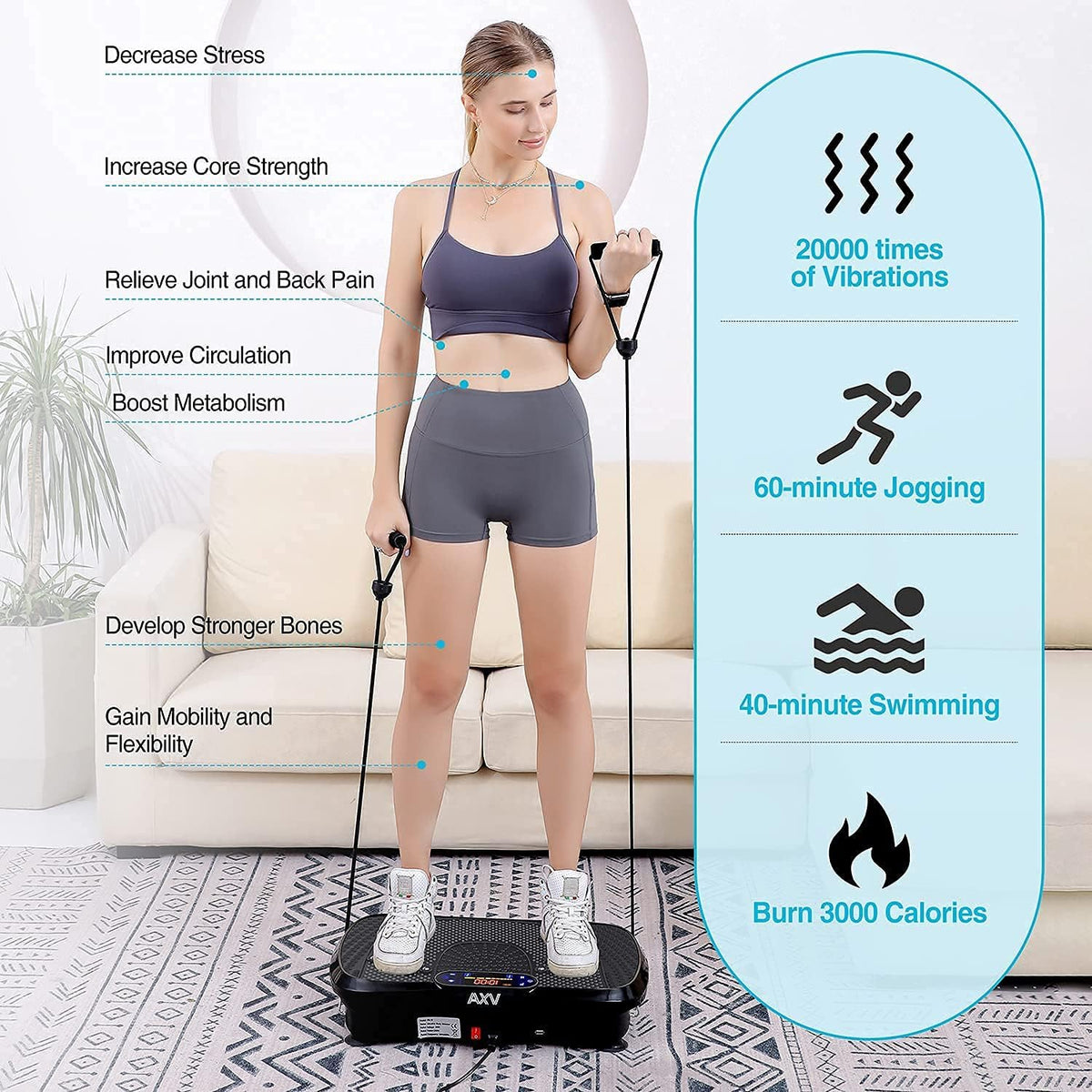 Vibration Plate Fitness Platform Exercise Machine Vibrating Lymphatic Drainage Shaking Full Body Shaker Workout Vibrate Stand Shake Board Sport Gym for Weight Loss Fat Burner for Women Men - image 33