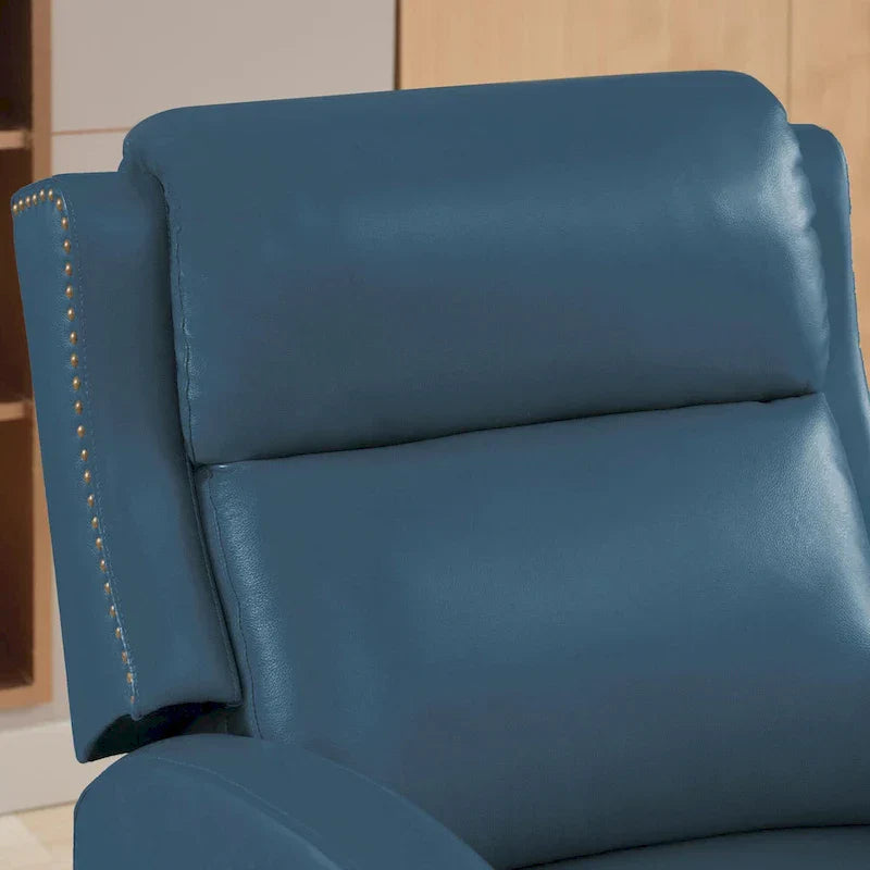 Authentic Leather Pushback Recliner with Adjustable Seat Back and Sturdy Wooden Legs - image 25