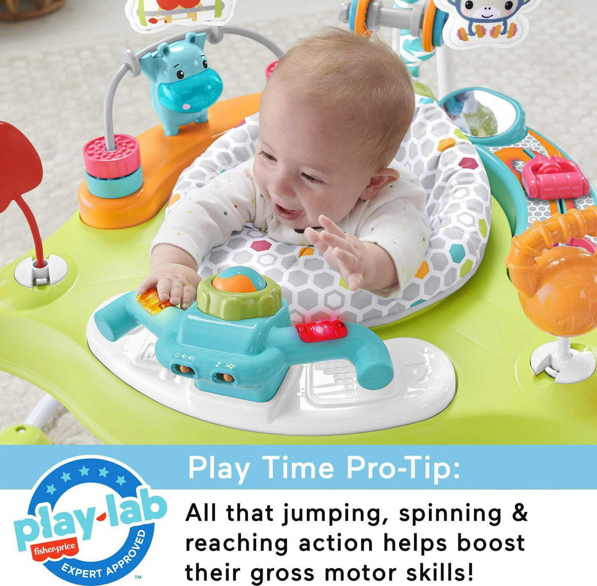Fisher-Price Baby Bouncer Fitness Fun Folding Jumperoo Infant Activity Center with Lights & Music. Unisex - image 5