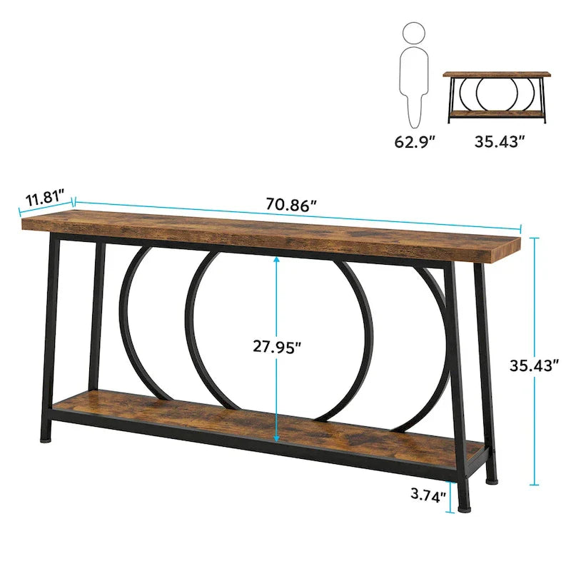 70.9-Inch Extra Long Narrow Console Table with Storage for Sofa or Couch - image 15