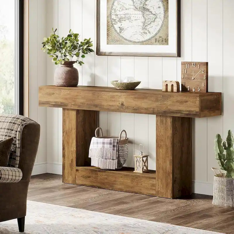 Rustic 2-Tier Entryway Table for Living Room, Hallway, and Foyer - image 29