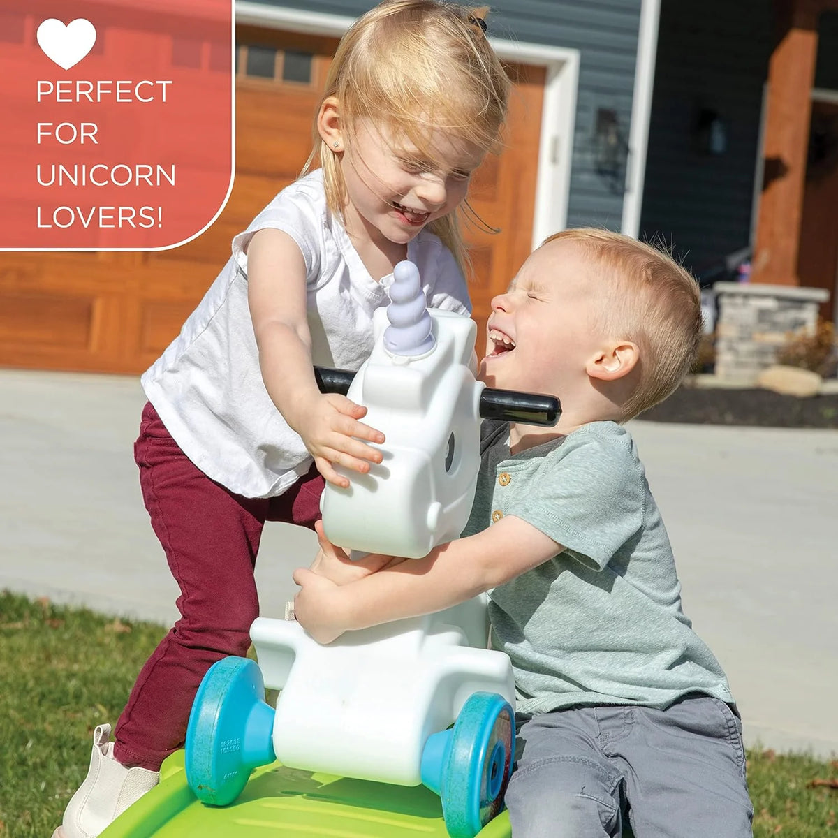 Kids Unicorn Up and Down Roller Coaster Toy, Ride Stroller, Indoor/Outdoor Toy Set - image 5